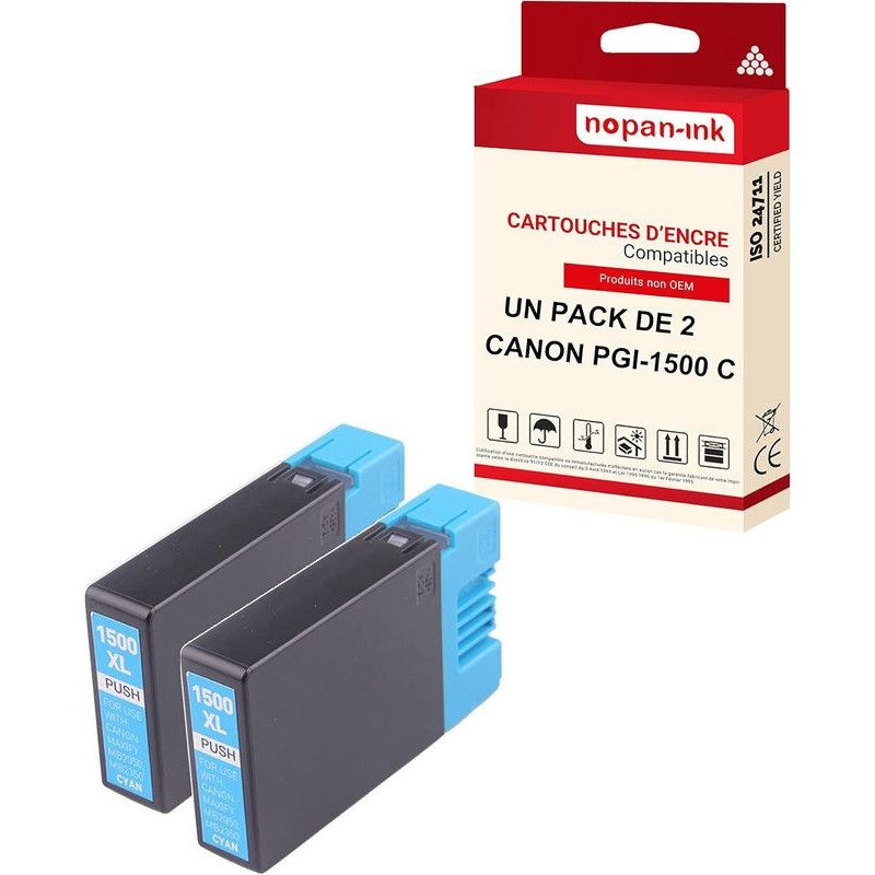 NOPAN-INK - x2 Cartouche compatible pour CANON 1500 XL 1500XL Cyan 9193B001