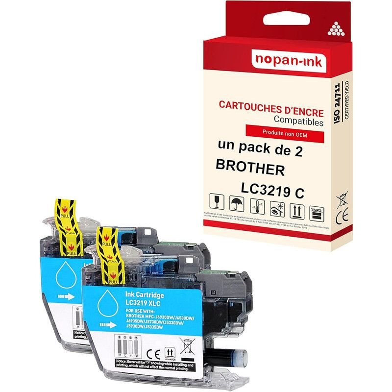 NOPAN-INK - x2 Cartouche compatible pour BROTHER LC 3219 XL LC3219XL Cyan Livres