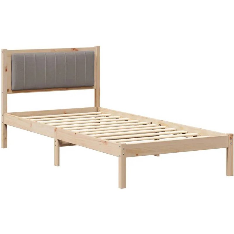 vidaXL Cadre de lit avec tête de lit rembourrée Taupe 90 x 190 cm