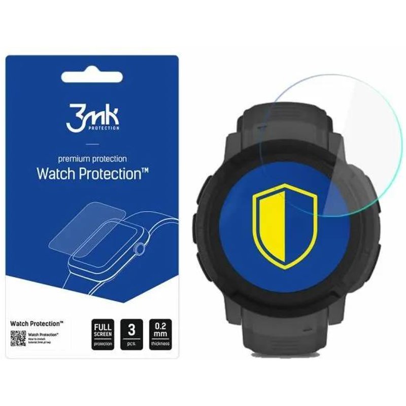 Lot de 3 verres hybride pour montre 3MK Garmin Instinct 2 FlexibeGlass - transparent - TU