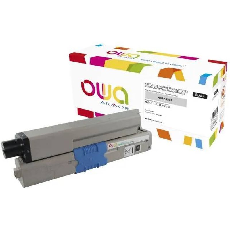 Cartouche de toner OWA Noir pour OKI MC562dn, MC562dnw, MC562w; C511dn, 531dn - Compatible jusqu'Ă 7000 pages