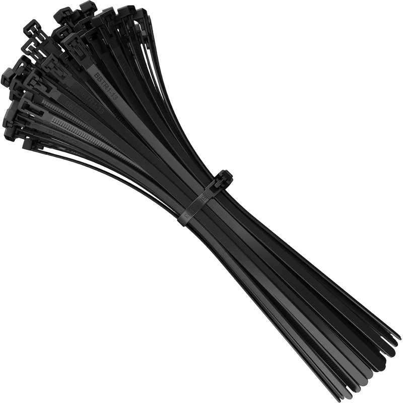 Collier de Serrage Plastique, 250 mm x 7,6 mm, Attache Câble s, Serre Câbles Rilsan Nylon, Colliers Serre-Cable 250mm, Noir, Lot de 100 Pièces