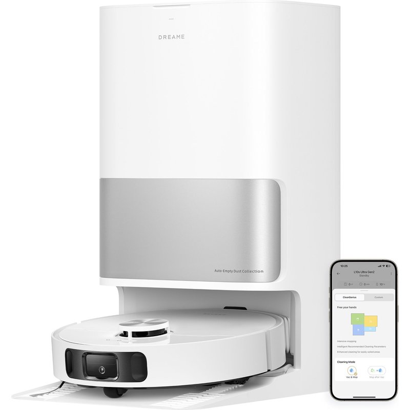 Aspirateur Robot DREAME L10s Ultra Gen 2 - Robot Aspirateur Laveur 10 000 Pa, Technologie MopExtend RoboSwing, Base Entièrement Automatique, Mode Animaux, 32 réglages de niveau d'eau