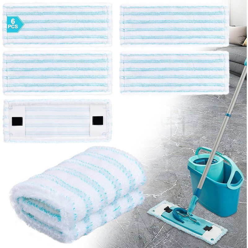 Mop en Microfibre Compatible avec Les Housses de mop Leifheit Clean Twist M Ergo Micro Duo, Absorption Efficace de l'eau - 6 Pièces