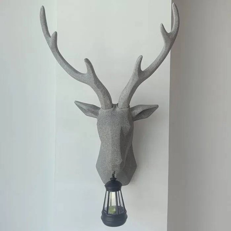 Decorobbo Tête De Cerf En Résine 3d Avec Éclairage Solaire - Décoration Murale Nordique Pour Jardin Et Intérieur.