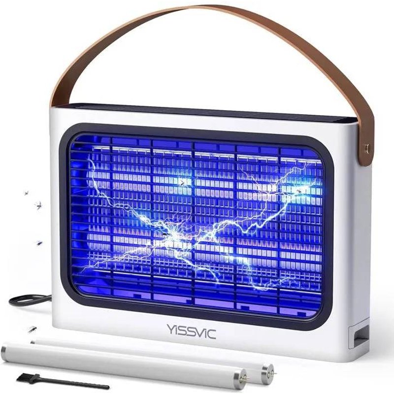 YISSVIC Lampe Anti Moustique 4300V UV Intérieur avec 2 Tubes de Rechange, Tue Insectes Électrique 20W.