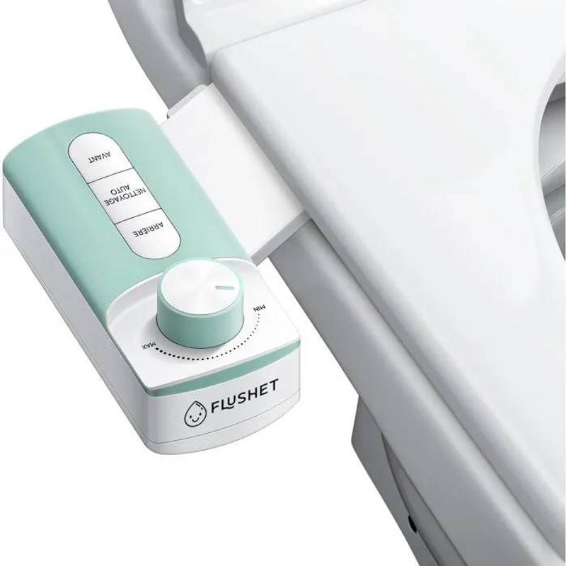 Flushet® WC Japonais Sans Électricité - Bidet Démontable, Buses Autonettoyantes, Installation Rapide.