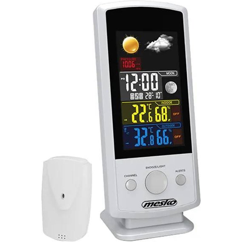 Station Météorologique Température et Humidité Intérieures et Extérieures Mesko MS1177 Blanc 36609