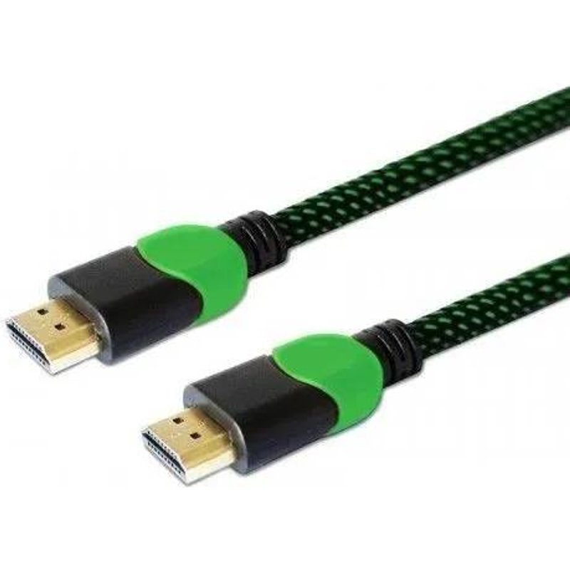 Câble HDMI - SAVIO - GCL-03 - 1.8m - v2.0 - Braided vert-noir