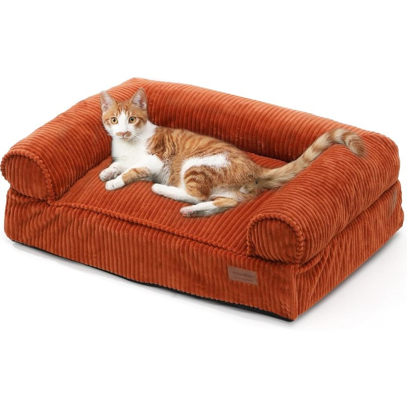 Panier Chiens Chats, Coussin Dehoussable Et Lavable, Lit Pour Chat, Canapé Antidérapant Pour Petits Chiens Et Chat 72 Cm, Orange