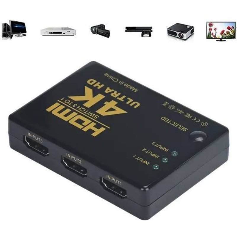 Mini adaptateur de commutateur audio - vidéo à grande vitesse de 3 ports 1080p 4K HDMI Lin # 85