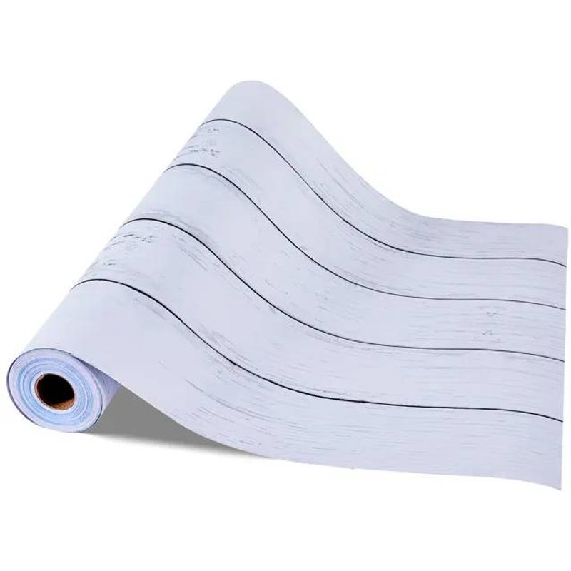 Papier Peint Adhésif Mural-Duoku-45 cm x 15 m-Rouleau Vinyle Autocollant-Motif Bois Blanc Texturé-Résistant à l'Eau-pour Murs