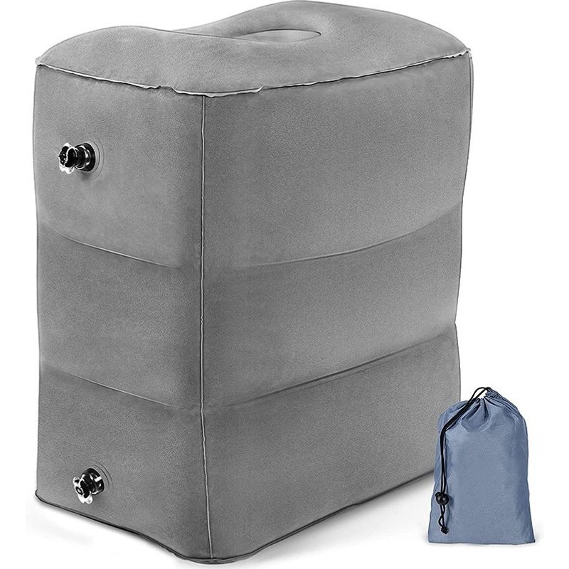 Coussin Gonflable Repose-Pieds Ajustable 46 X 38 X 23 Cm - Accessoire De Voyage Polyvalent Pour Bureau, Domicile Et Déplacements, 0.4 Kg, Valve Double 2 En 1, Confort Et Praticité