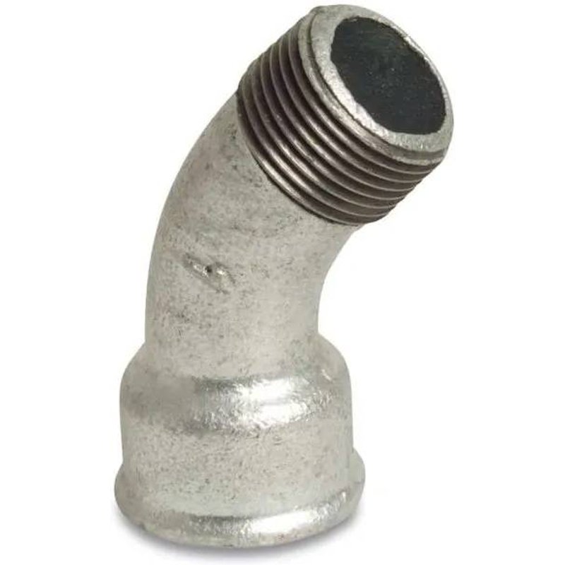 Coude Fileté en Fonte Malléable 45°, 3/8 Pouce, Galvanisé