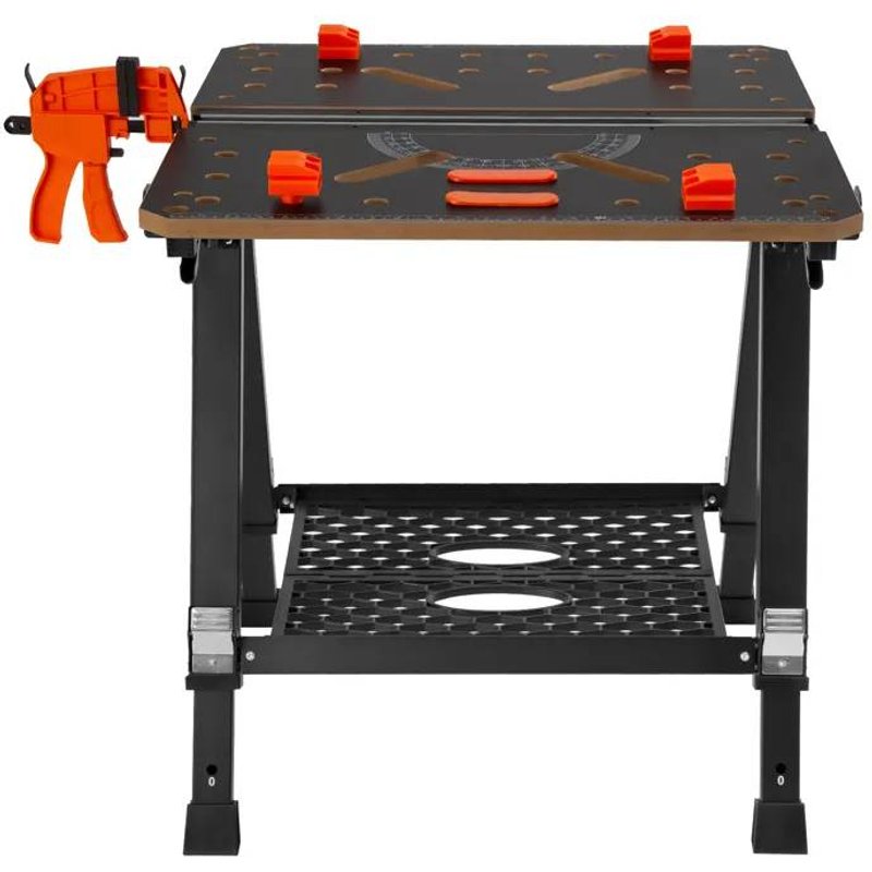 Table de Travail Pliante 2 en 1-Duoku-Chevalet et Établi d'une Capacité de 1 000 lb-Hauteur Réglable, Pieds en Acier, Portable