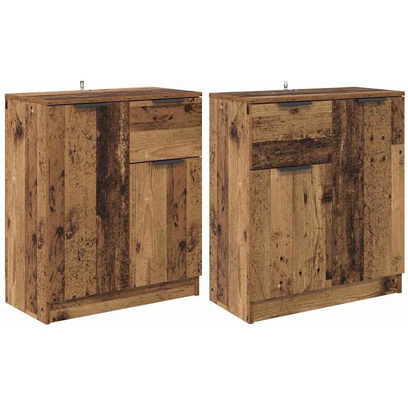 vidaXL Buffets 2 pcs Bois Ancien 60 x 30 x 70 cm Bois d'ingénierie
