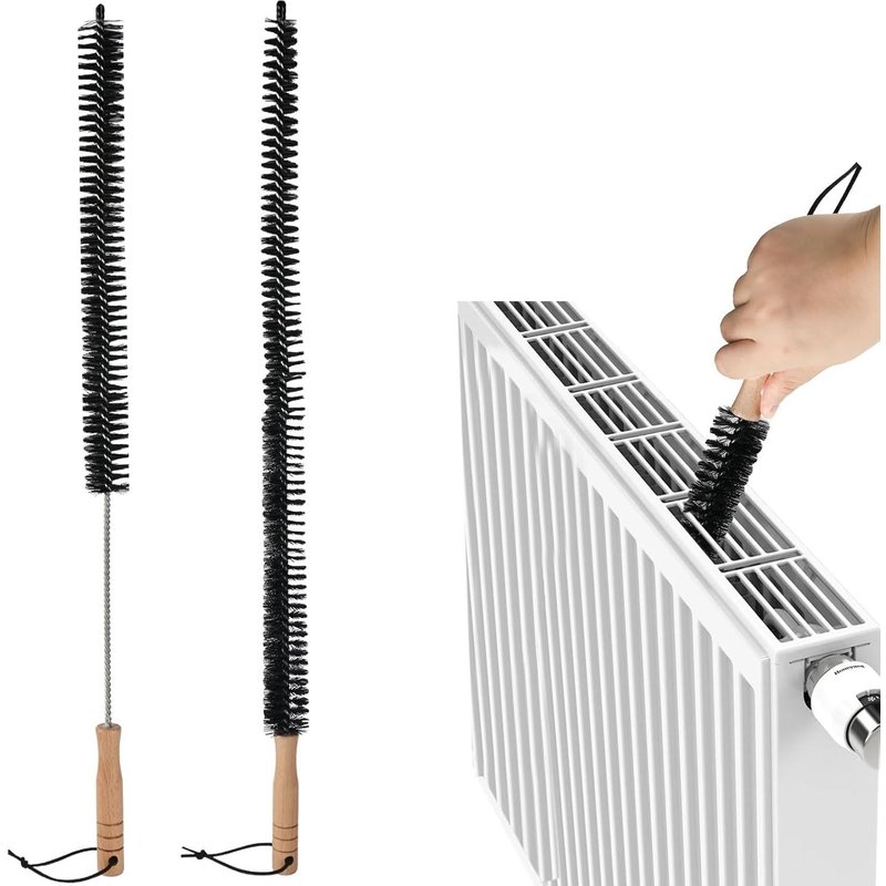 Lot de 2 brosses de nettoyage pour radiateurs de 60 cm - Brosse de nettoyage pour radiateurs - Outil de nettoyage pour radiateurs