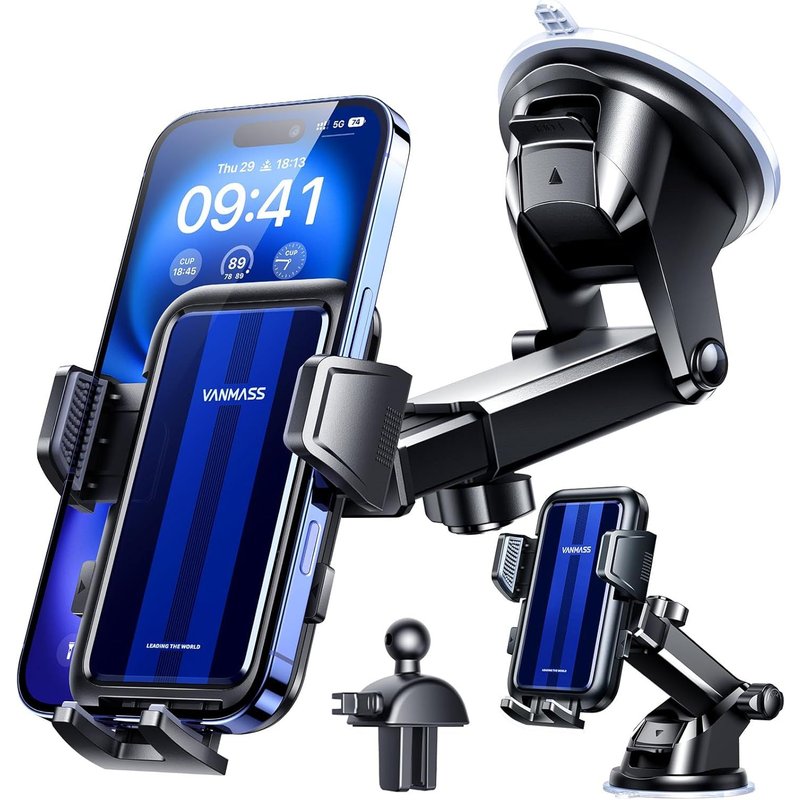 Support Telephone Voiture Ventouse Phone Holder Car, Universel Bleu Porte Telephone Voiture Pour Tableau De Bord Rotation 360° Compatible Avec Iphone 13 12 11 Pro Max Se2, Samsung, Xiaomi