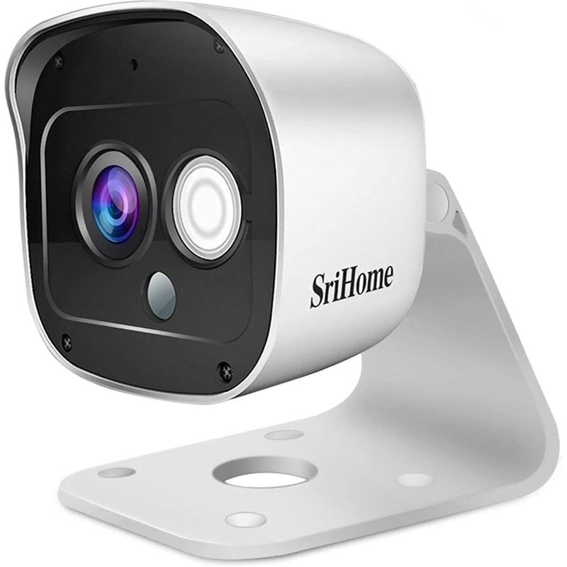 SriHome Caméra de surveillance Wi-Fi pour intérieur ou extérieur, résolution de 1296p, avec détecteur de mouvement, audio bidirectionnel, vision nocturne, indice d`étanchéité IP66