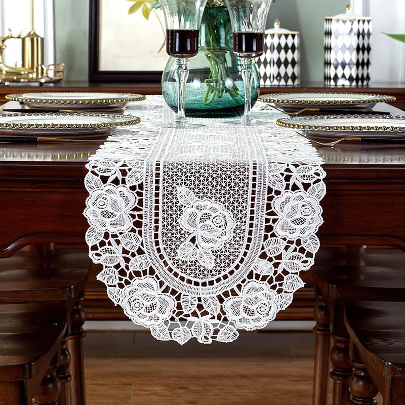 Chemin De Table Ovale En Dentelle Blanche Au Crochet Pour Maison, Banquet, Festival, FĂȘte, Mariage, 30,5 X 45,7 Cm