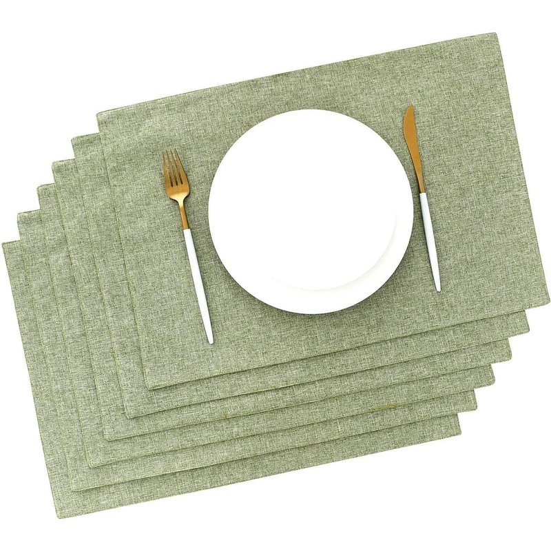 Lot De 6 Sets De Table En Tissu Lavable Vert