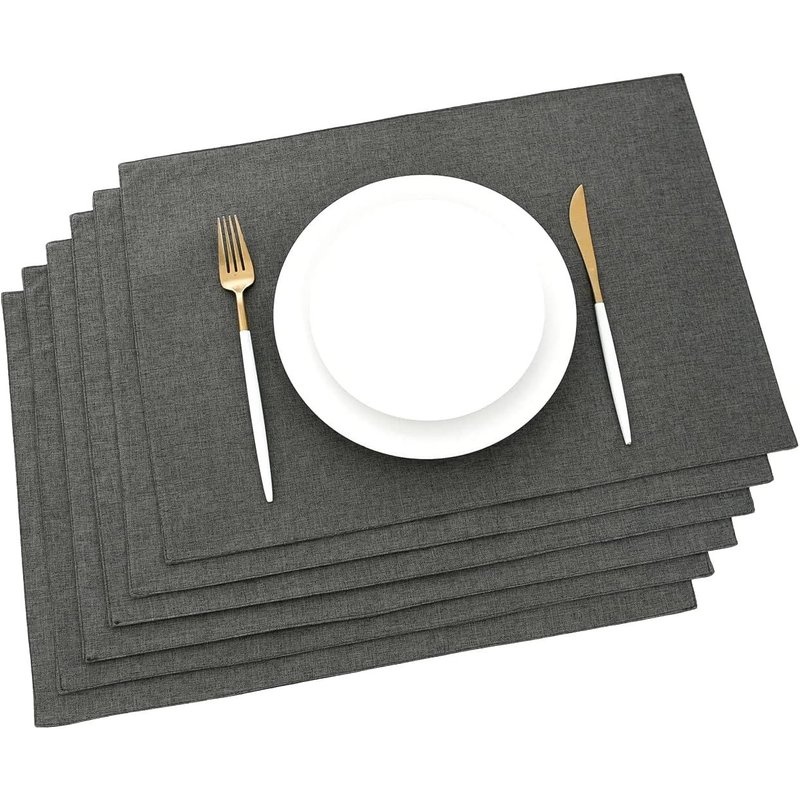 Lot De 6 Sets De Table Lavables En Tissu Gris Foncé