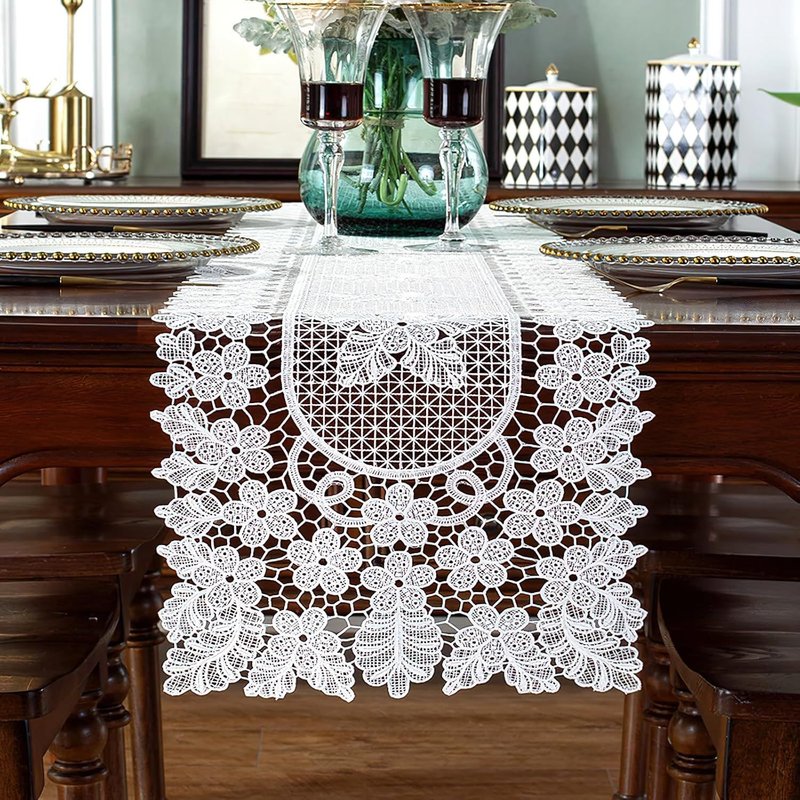 Chemin De Table Ovale En Dentelle Blanche Au Crochet Pour Maison, Banquet, Mariage, Festival, FĂȘte, 30,5 X 45,7 Cm