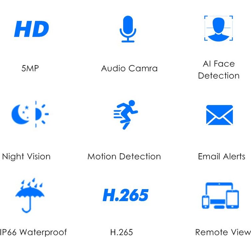 Hiseeu HB615 H.265 5MP caméra IP de sécurité POE ONVIF extérieur étanche IP66 CCTV P2P caméra vidéo