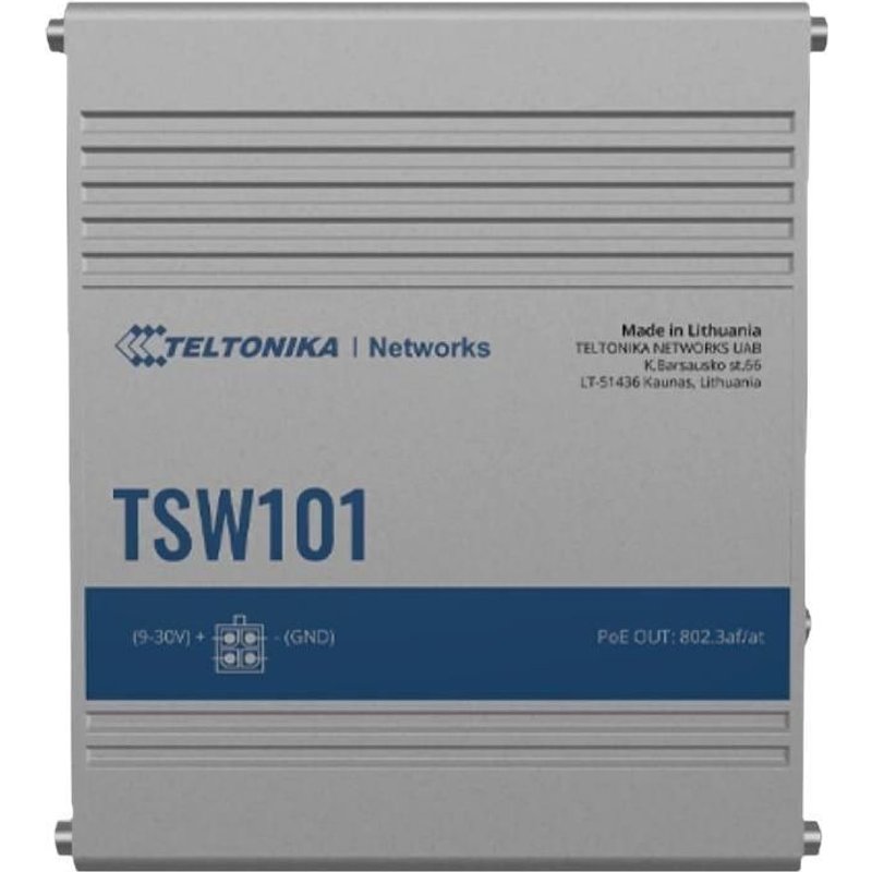 Teltonika TSW101 - Commutateur - 5 x 10/100/1000 - Montage sur rail DIN, fixation murale - PoE+ - DC