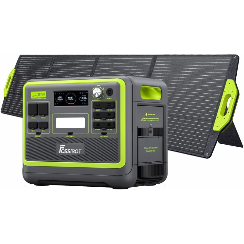 FOSSiBOT F2400 générateur électrique portable est équipé de SP200, batterie LiFePO4 a une puissance de sortie de 2400W (pic 4800W) 2048Wh, générateur solaire est adapté aux maisons/camping/camping-car