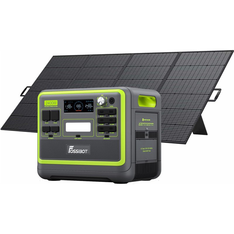 FOSSiBOT F2400 g?n?rateur ?lectrique portable est ?quip? de SP420, batterie LiFePO4 a une puissance de sortie de 2400W, g?n?rateur solaire est adapt? aux maisons/camping/camping-cars