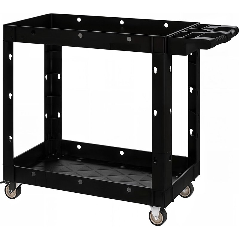 Servante chariot à outils 2 niveaux plateaux séparateurs poignée max. 227 Kg plastique noir