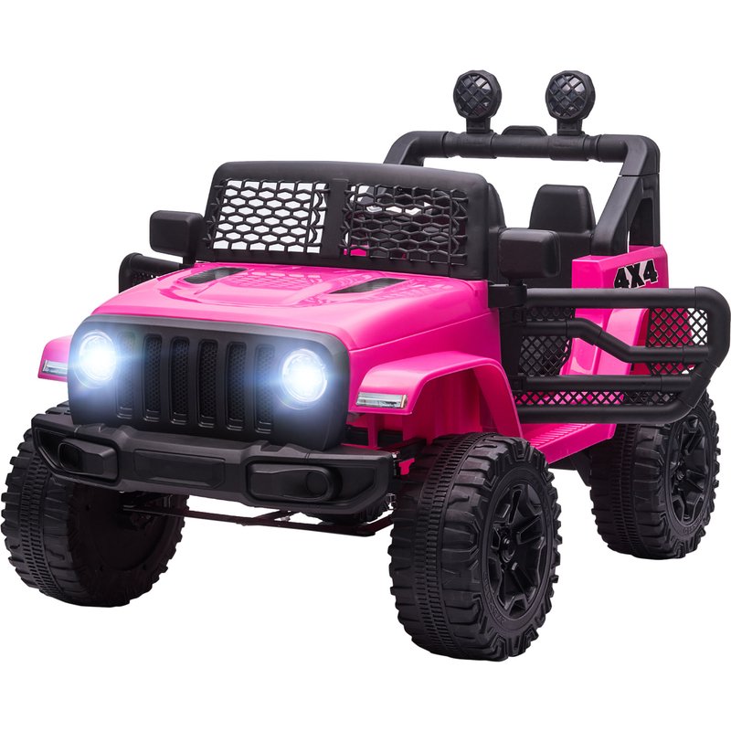 Voiture 4x4 Électrique Enfant 12 V 5 Km/H Max. Télécommande Incluse Effets Lumineux Sonores Lecteur Mp3 Usb Rose