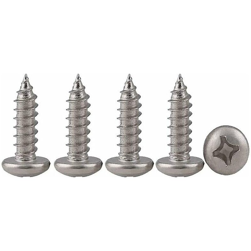 Lot de 100 vis à tête cylindrique Phillips en acier inoxydable 304, autotaraudeuses, à bois, standard, à rainure standard, filetage croisé, fixation complète pour le travail du bois, M3