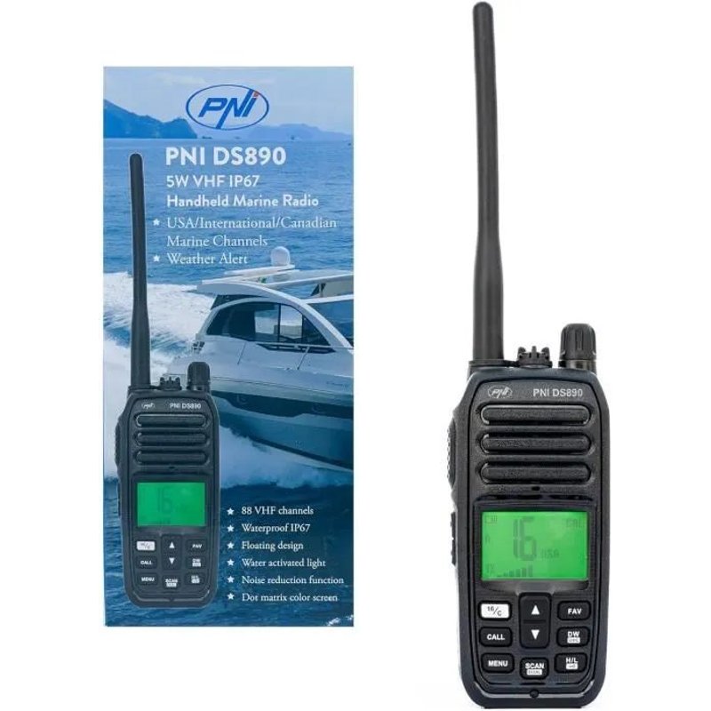 PNI DS890 Émetteur Radio Maritime Portable 88 canaux,10 canaux météorologiques,Squelch réglable,Roger Beep,Dual Watch,Scan,Call,N