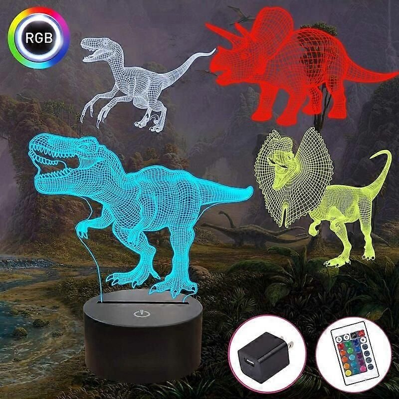 Lampe Chevet Dinosaure Holographique - 16 Couleurs Télécommande