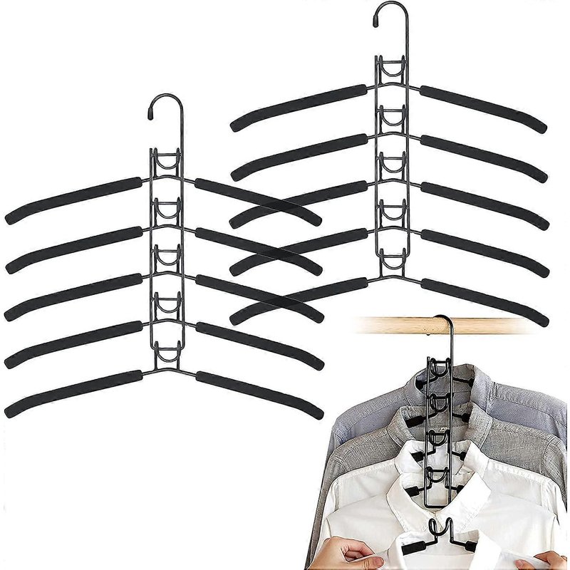 Lot de 2 Cintres Gain Place 5 en 1 - Métal Magique Antidérapant - Économie Espace