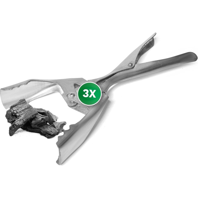 3 Pack Galvanized Briquette Tongs with Double Jointing for Briquettes,Charcoal,Fireplace Clips,Fireplace Accessories (3,Briquette Clamps)