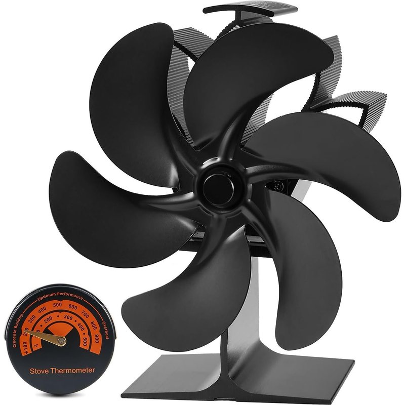 ofenventilato 6 Leaf Fireplace Fan,Wireless Fireplace Fan Fireplace Stoves,Large Parts for Wood Burning Stoves,Eco-Friendly Without Electricity.