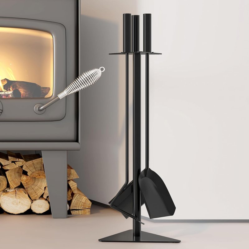 Set of 4 Fireplace Accessories with Shovel,Poker and Brush 58 cm High Ideal for Log Burners and Fireplace Accessories