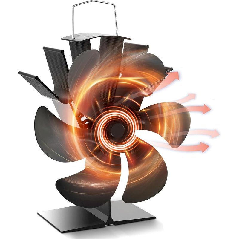 6 Blades Wood Stove Fan Without Electricity-Quiet,Energy Saving,Hot Air Circulation for Fireplace and Pellet Stove