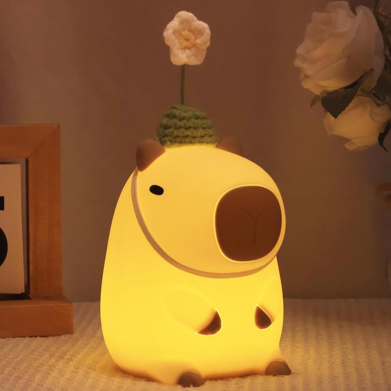 Veilleuse Capybara Mignonne En Forme D'animal Avec Minuterie Rechargeable Par Usb À Intensité Variable,Meilleure Veilleuse De Chambre D'enfant,Décoration De Chevet,Cadeau D'anniversaire,De