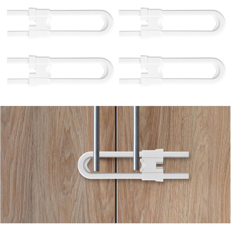 Child Safety Closet,4 Pack Baby Cupboard Block - Child Safety U-Shaped Child Door Safety Suitable For Most Wardrobes,Cupboards,Drawers And Fridge Doors
