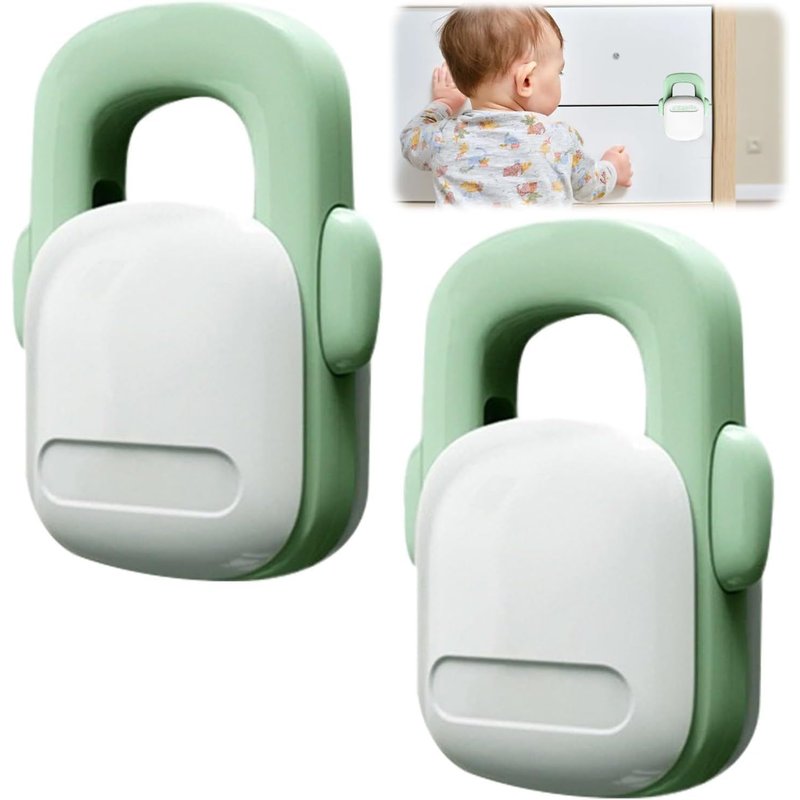 2-Piece Child Safety For Cabinets,Baby Safety Locks For Oven,No Drilling Necessary Self-Adhesive (Greenish White)