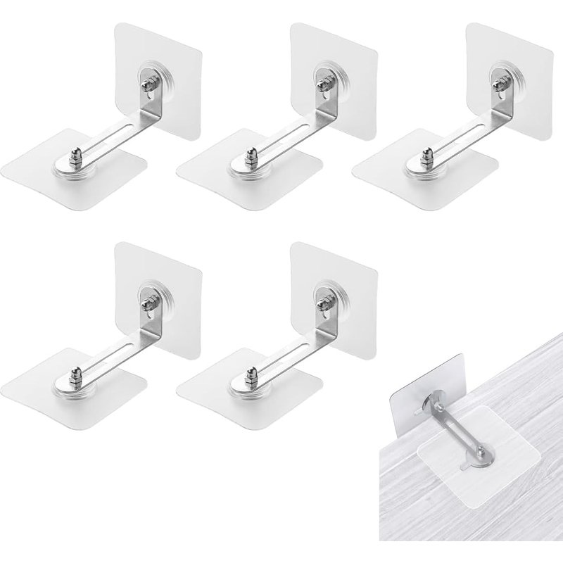 5 Packs Anti-Tip Anchors Kit For Baby And Pet Protection,Furniture Safety Anchor,Metal Wall Strap For Wardrobe Dresser Shelf,No Drilling
