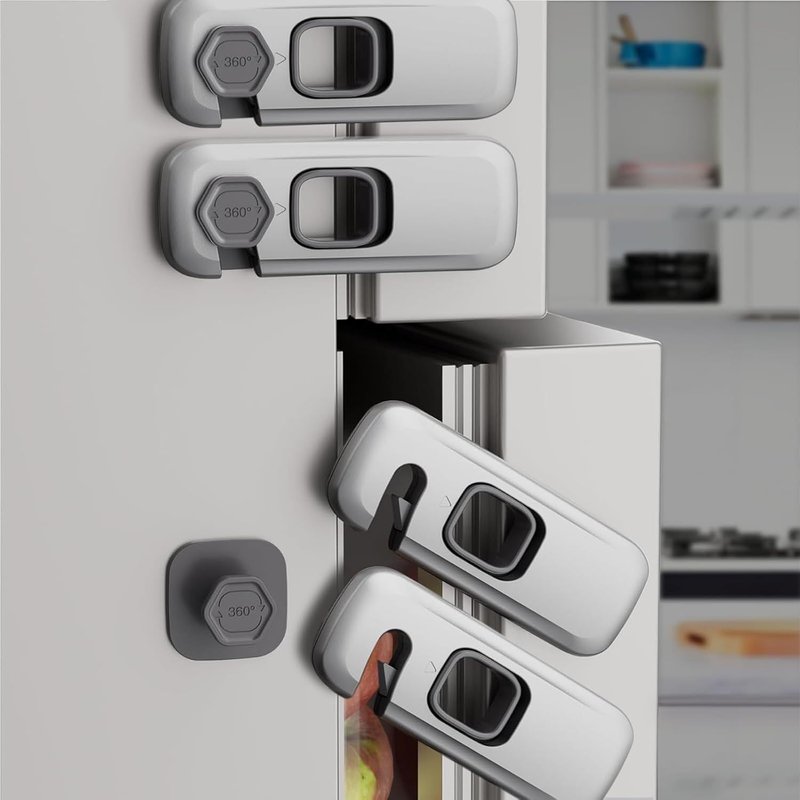 4 Pack Child Safety Fridge Locks Baby Safety Locks Cabinet Oven Fridge Locks No Tools Needed Grey