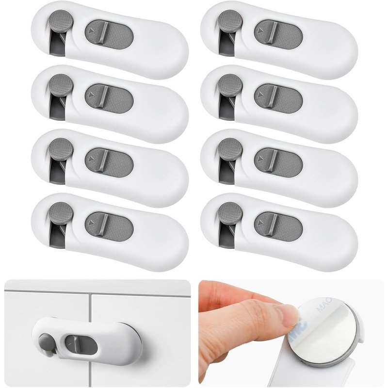 8 x Baby Door Blocks,Baby Safety Door Blocks,Children's Cupboard Door Locks,Adhesive Drawer Locks for Children,No Drilling,for Cupboards,Fridges,Windows