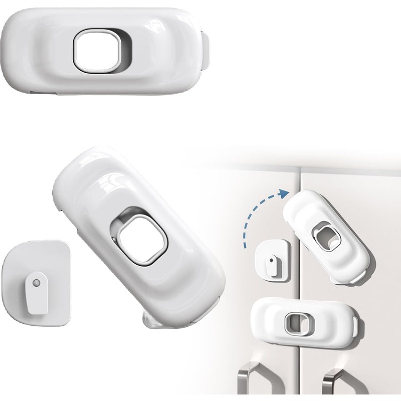 4er Pack Cabinet Fridge Lockets,Child Cabinet Foid Locks,Child Safety,with Strong Adhesive Pad for Kitchen Oven Drawer,White