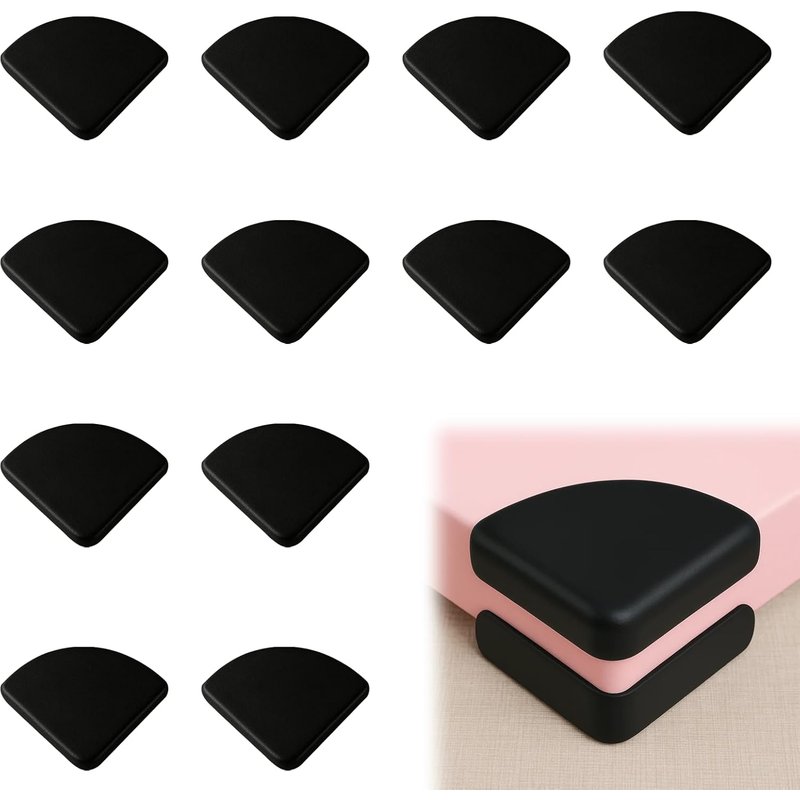 Set of 12 Silicone Protectors ¿ Self-Adhesive ¿ Edge and Table Protection ¿ for Various ¿ Shock Protection for Beauties,Children,Peoplenes (Black)