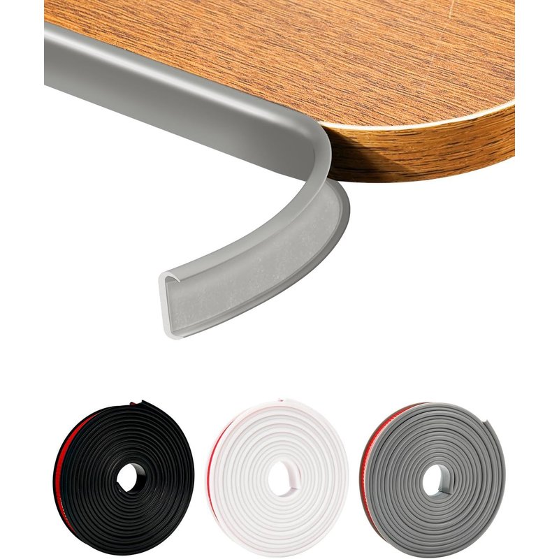 5M Self Adhesive Edge Banding,U Shape Edge Banding,Flexible TPE Corner Edge Protector for Cabinets,Furniture,Worktops (Grey,25mm)